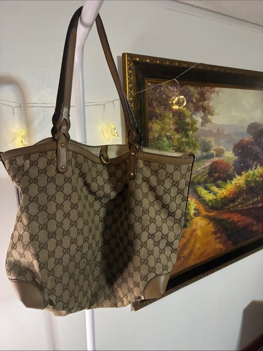 Gucci Tan Brown GG Supreme Canvas Tote